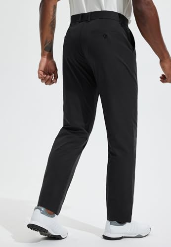Men's Golf Pants 32" Classic Fit Quick Dry Lightweight Stretch Comfy Dress Work Business Casual Trousers for Men Clothing with Pockets, Black, 36W x 32L - Image 2