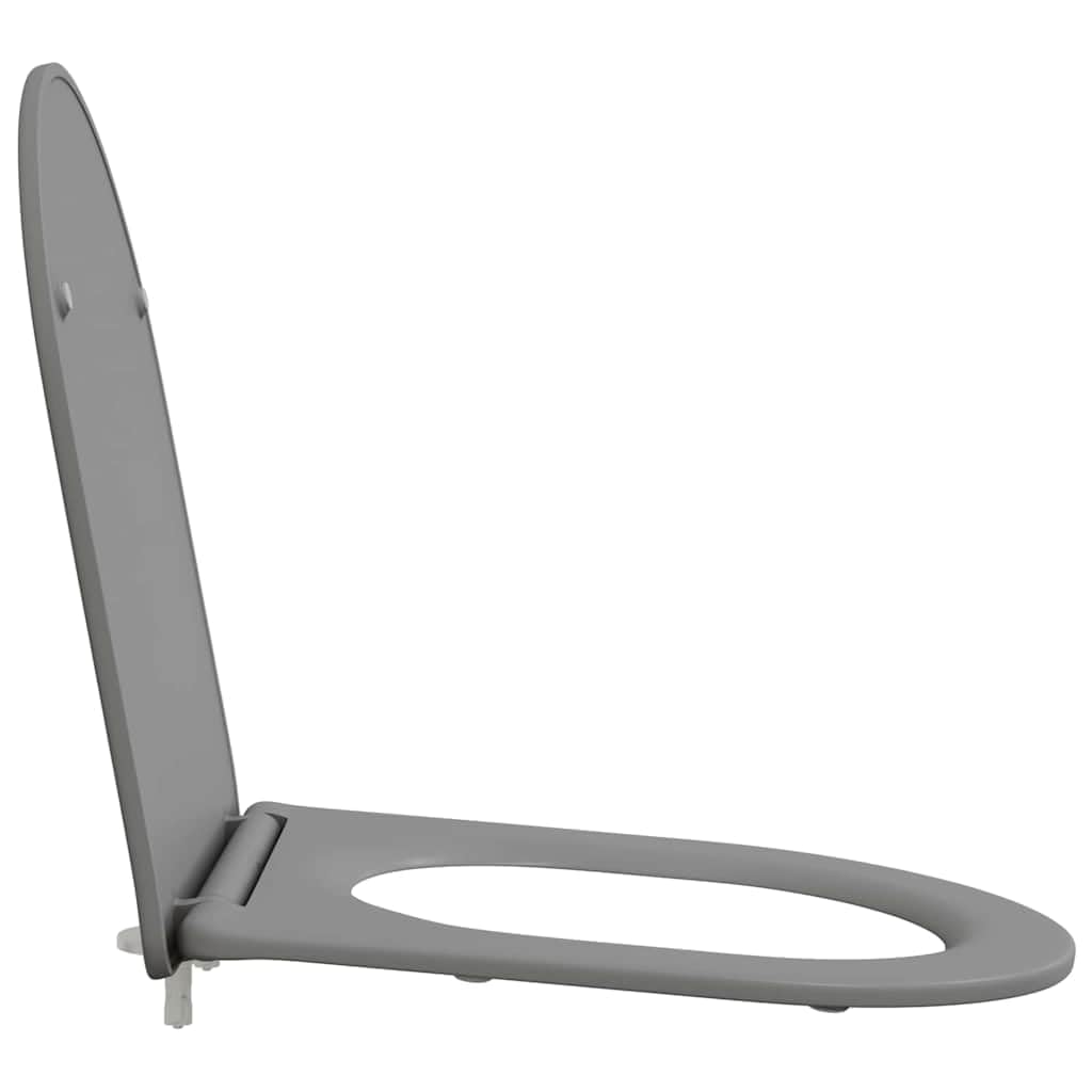 Asiento de inodoro gris Duroplast 47 x 36 x 3,4 cm, tapa universal de inodoro con descenso automático, extraíble y fácil de limpiar, asiento sanitario estable para baño y aseo de invitados