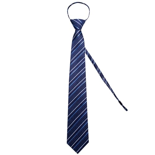 Image of DiBanGu Silk Zipper Ties for Men,Paisley Solid Plaid Pre-tied Tie and Pocket Square Cufflinks Set Formal Adjustable Necktie