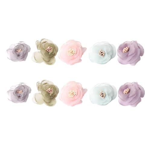Operitacx 10 Piezas Flores De Gasa Para Manualidades Flor De Gasa De Accesorios De Para Decorar Ropa y Sombreros Color Azul Morado y Otros Para Diy Ropa y Manualidades