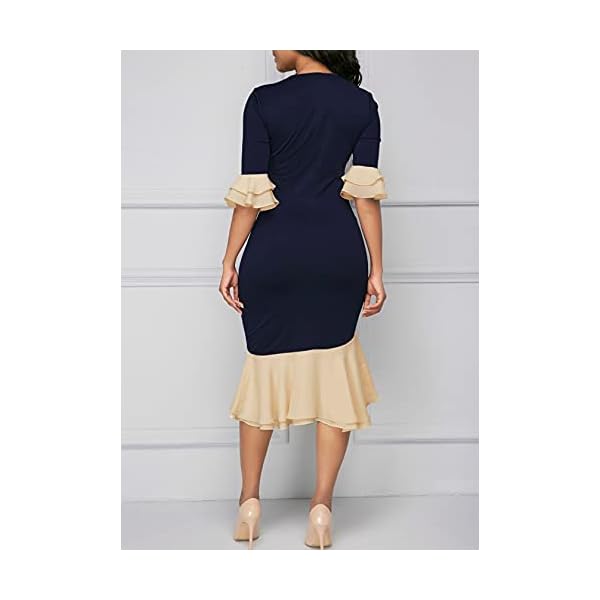 YACUN-Women-Bodycon-Dress-Cocktail-Work-Half-Sleeve-Bow-Tie-Party-Dresses YACUN Women Bodycon Dress Cocktail Work Half Sleeve Bow Tie Party Dresses Darkblue M
