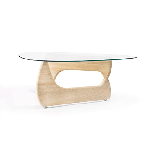 duehome | Leyna, Mesa de Centro, Mesa Auxiliar, Acabado en Cristal Templado, Medidas: 110 cm (Largo) x 70 cm (Ancho) x 40 cm (Alto)