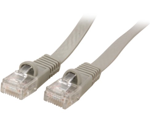 Cable de red Cat 5e UTP plano 1 ft gris miniatura 1