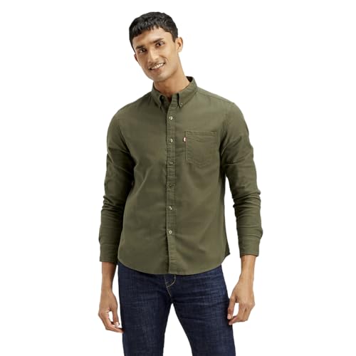 Image of Levi's Men's Solid Slim Fit Shirt Olive