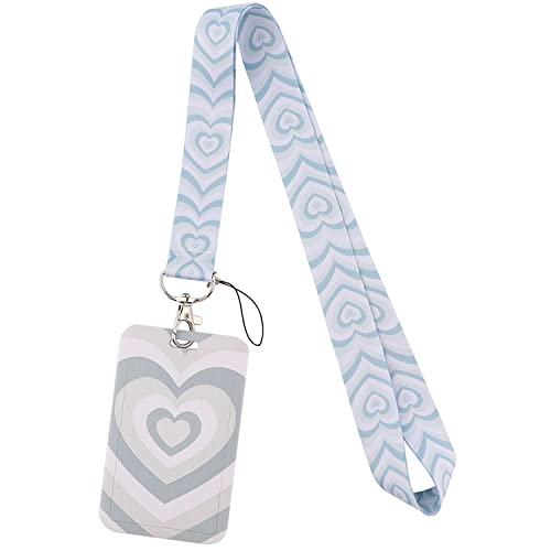 Huapx Lanyard With Id Card Holder,Cute Silky Lanyards Neck Strap Badge Reels Id Holders With Metal Clip For School Students,Teachers,Office Staff,Keys,Wallet,Girls,Women Gift (Love) #TOP7