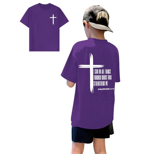 Image of KEEVICI Boys Christian Graphic Tees God Jesus Shirts for Kids Cross Faith Bible Verse Inspirational Religious Cotton T Shirt