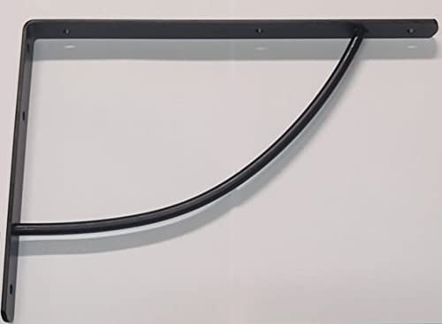 Veca - Reggimensola Pesante Linea "Tondino" Per Arredo Garage In Acciaio 40Cm - Colore Nero Opaco