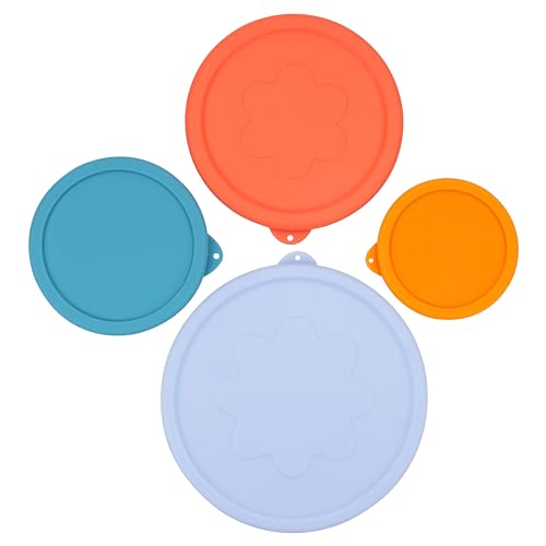 VIOTIIN 1 Cup 2 Cup 4 Cup 7 Cup Round Silicone Replacement Lids for Pyrex Glass Bowls, 4 Pack, Microwave & Dishwasher & Freezer Safe (Container not Included)
