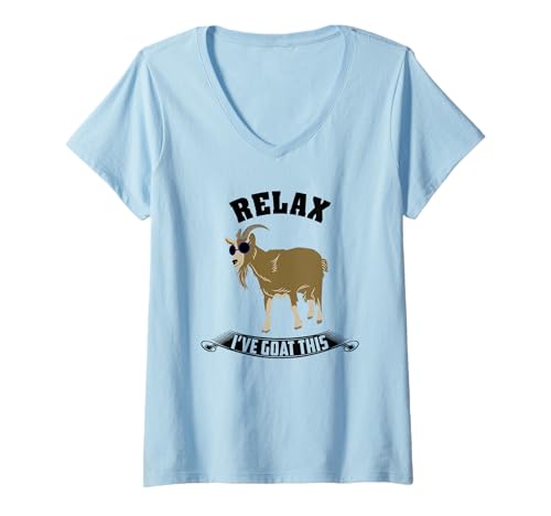 Womens Relax I've Goat This Cool Goat Lover Funny Billy Goat V-Neck T-Shirt