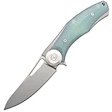 Eafengrow Dark Folding Knives D2 Blade Plating Titanium Steel Handle Flipper Camping Outdoor Tactical Knife EDC Tool (cyan)