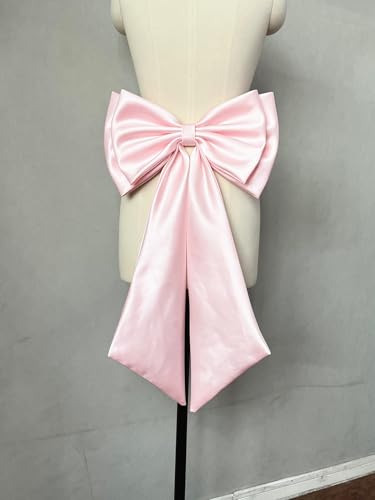 Image of Detachable Satin Bow for Wedding Dress Bowknot with Irregular Tulle Tail