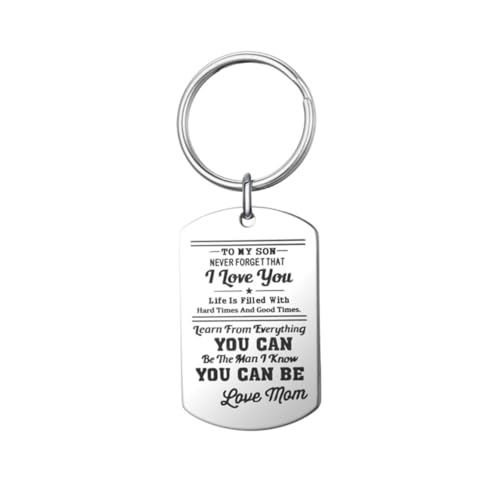FOMIYES Titanium Steel Family Necklace Key Ring Set 'to My Son i Love You' and Fashionable Idea