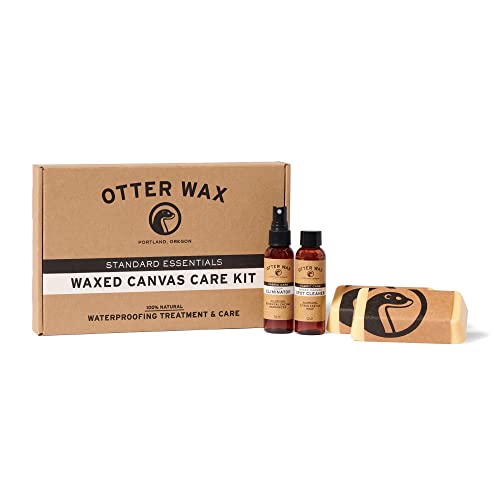 Waxed Canvas Care Kit by Otter Wax | Durable Rain Protection | Made in the USA | Waterproof Canvas and Fabric Shoes Hats Jackets Bags Outdoor Gear Clothing | Naturally Effective Beeswax Waterproofer