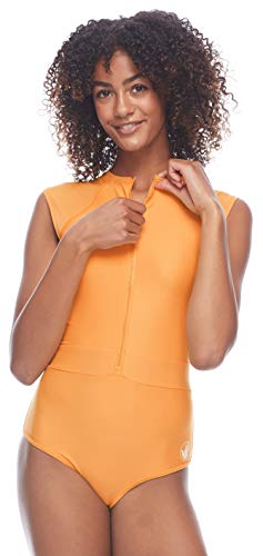 Body Glove Women's Stand Up Zip Front Paddle One Piece Swimsuit with UPF 50+, Smoothies Sundream, Medium