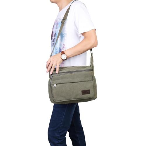 JAKAGO Umhängetasche Herren, Multi-Tasche Schultertaschen,Arbeitstaschen Herren & Damen,für Outdoor,Reisen,Arbeiten,täglicher Gebrauch (Grün)