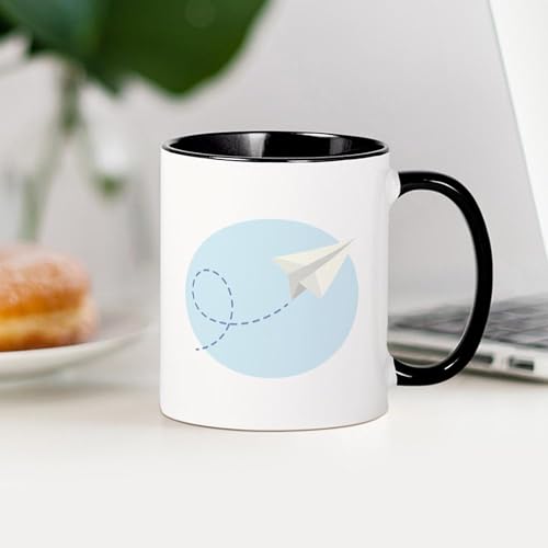 Taza de cerámica 11 oz con diseño avión de papel miniatura 4