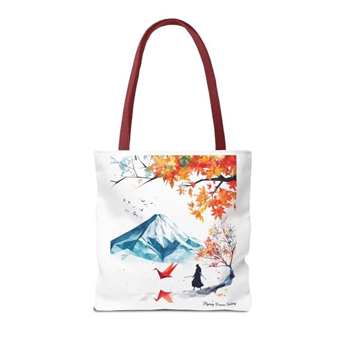 Samurai Tote Bag, Japanese Origami Crane, Fuji Mountain Culture, Japan Design, Japanese Shoulder Bag, Asian Style Purse2