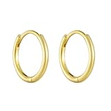 RDSGYZ Pendientes de aro de oro 750 585 375 de oro auténtico, para mujer, 6 mm, 7 mm, 8 mm, 9 mm, sin alergias, para mujeres y bodas, 9MM, Metal precioso, Sin piedra preciosa