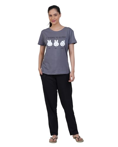 Image of Women's Premium Cotton Print Night Suits - Comfortable & Stylish Pajama Set with Pockets