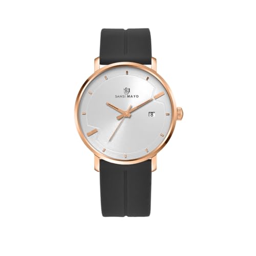 Image of Analog Watch for Men with Silicone Band | Magnetic Lock Strap | Japanese Quartz Movement | Water Resistant | Formal & Casual Wristwatch Gift