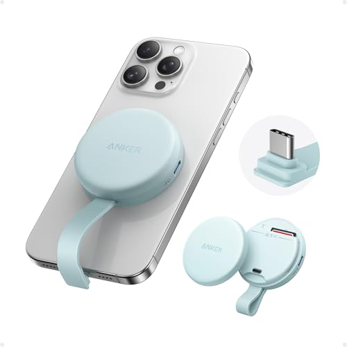 Anker MagGo USB-C Adapter, SD Card Reader for iPhone 16/15 Series, Portable Magnetic Memory Card Reader with Built-in Cable, Slot for SD&TF, 312MB/s Max Data Transfer forUSB C Devices(Green)