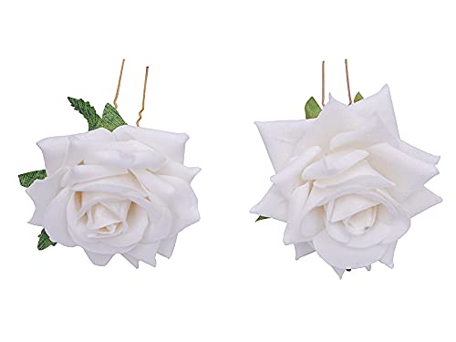 Image of Vogue Hair Accessories Light Weight Rose Flower Bun Maker Juda Pins Hair Accessories (White Set -2)