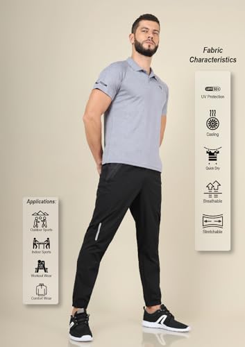 Image of TECHNOSPORT Mens Woven Regular Fit Activewear Joggers for Running, Gym, Sports and Regular Use Stretchable, Colorblock and Antimicrobial