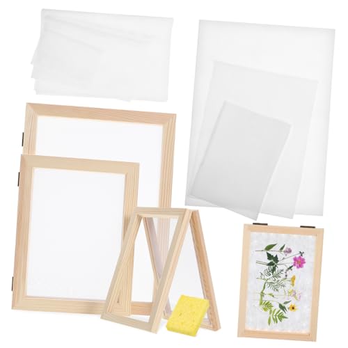 Kit de fabrication de papier artisanal en bois avec 3 tailles et 6 écrans