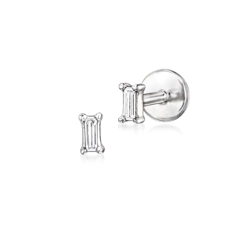 Pure Collection by Ross-Simons Baguette Diamond Flat-Back Stud Earrings in Sterling Silver
