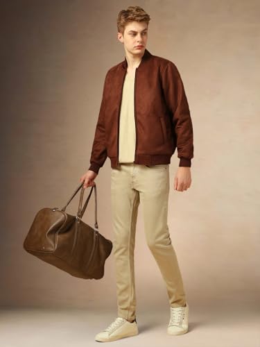 Image of Dennis Lingo Men Regular Fit Suede Fabric Full Sleeves Solid Jackets