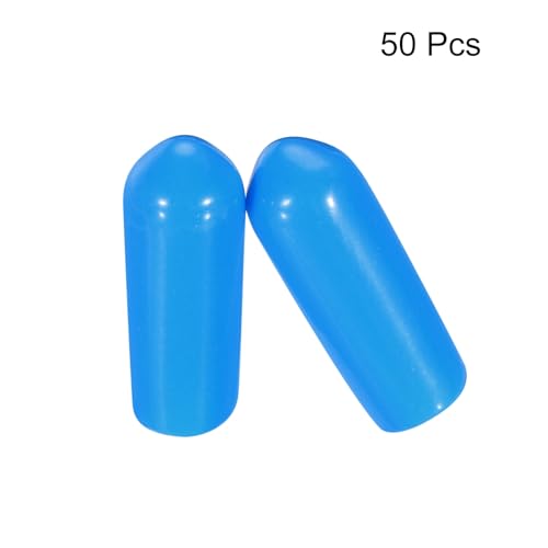 Image of MECCANIXITY 50pcs 5mm(3 /16 inch) Rubber End Caps Cover PVC Vinyl Screw Thread Protector Round Wire Shelf Caps for Screw Bolt Pipe Fence Post, Light Blue