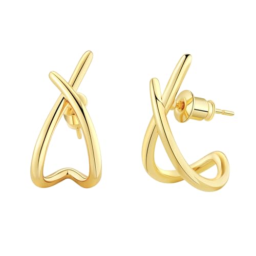 MIDEEO Gold Earrings for Women Trendy,14K Gold Stud Earrings Dainty Earrings Simple Minimalist Hypoallergenic Earring for Women Gifts