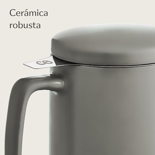 Miniatura 4 de Cosumy Taza De Te Con Filtro Y Tapa 500ml - Ceramica Antracita - Mantiene Caliente La Infusion - Apta Para Lavavajilla