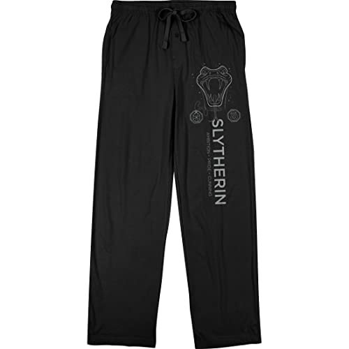 Bioworld Harry Potter House of Slytherin with Snake Men's Black Graphic Sleep Pajama Pants