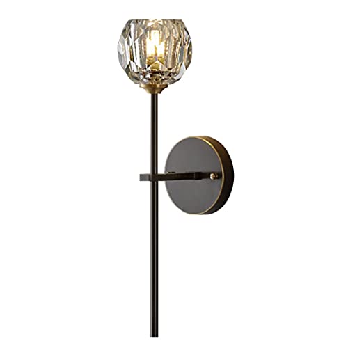 Image of BOKT Postmodern K9 Crystal Wall Lamp Simple Modern Creative Wall Sconces Black Finish Plus Long Diamond Wall Lighting Fixtures for Living Room Dining Room Corridor Bedroom (1Pack)