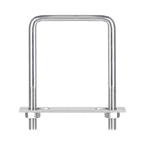Image of uxcell Square U-Bolts, 87mm(3.43 inch) Inner Width 125mm Length M10 304 Stainless Steel U Clamp Bolt with Nuts and Plates, for Boat Trailer