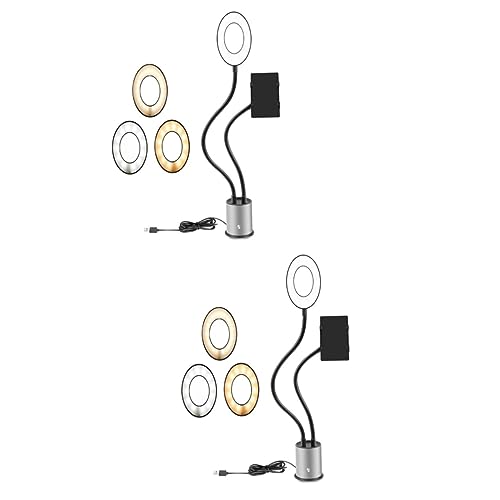 PartyKindom 2 Peças Luzes De Mesa De Luz De Anel Regulável Suporte De Telefone De Braço Longo Flexív