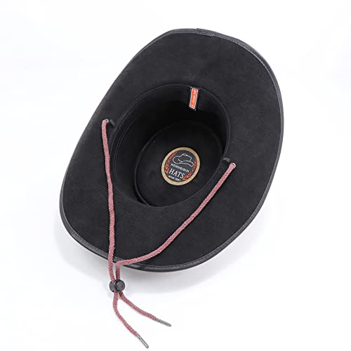 Chapéu de caubói decorado com rebites de couro durável capleather chapéus de couro Outback chapéus o