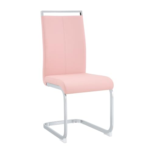 Image of Baysitone Modern Dining Chairs Set of 4, Side Dining Room Chairs, High Back Kitchen Chairs with Faux Leather Padded Seat for Dining Room,Kitchen, Living Room Pink