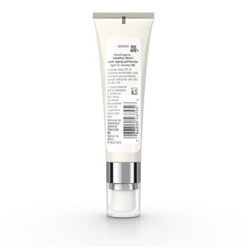 Neutrogena Healthy Skin Anti-Aging Perfector Tinted Facial Moisturizer And Retinol Treatment With Broad Spectrum Spf 20 Sunscreen With Titanium Dioxide, 30 Light To Neutral, 1 Fl. Oz #TOP7