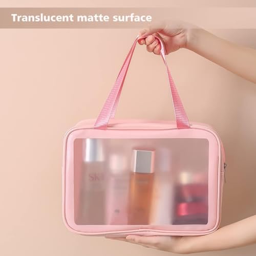 Image of Cosmetic Pouch, Make up Bag for Home & Travel, Toiletry Bag for Cosmetics, Brushes, Accessories Set of 3 - Wash Bag - Light Pink and Black (Blue) (Pink-H)