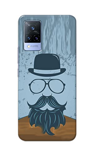 Image of PRINTFIDAA Mustache Beard and Hairstyle Hipster in Glasses Printed Designer Hard Case for Vivo V21 (5G) Back Cover -(e) RPM1002