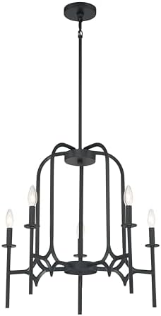 Minka Lavery 5035-66A Muncie Chandelier, 5-Light, 300 Total Watts, 24.5-in H x 23-in W, Coal Black