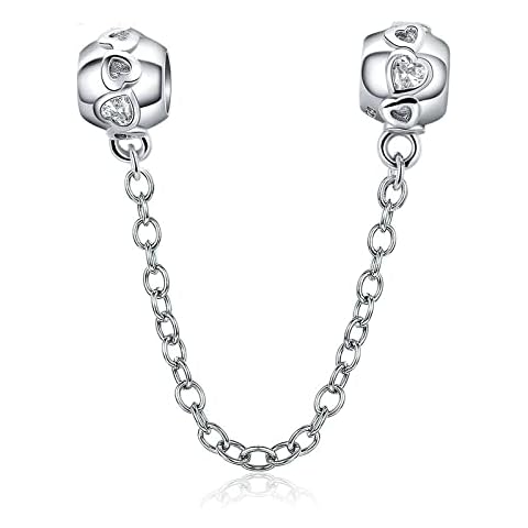 925 Sterling Silver De-beautiful Heart Security Necklace Charm Fit Pearls Bracelet charm Cover