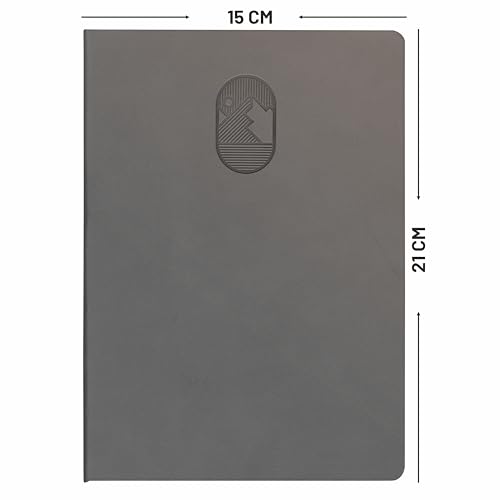 Image of Anupam Hexy A5 Unruled, Notebook | 192 Pages, 80 GSM Plain Journal | Leather Textured PU | 2026 Office Notebook -for journaling, writing, Note Taking, Diary for women and men (Grey)