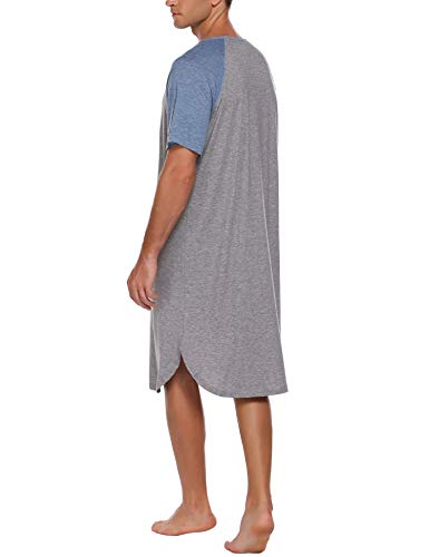 Ekouaer Sleepwear Men's Nightshirt Short Sleeve Pajamas Comfy Big & Tall Henley Sleep Shirt M-XXXL2
