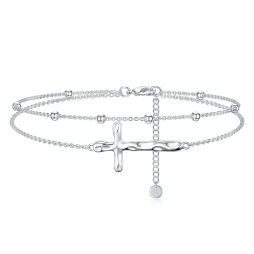 Image of 925 Sterling Silver Layered Ankle Bracelets for Women Jewelry Gifts | 925 Sterling Silver Layered Sea Turtles /Elephant /Wave Anklet Animal Bracelet Summer Ocean Beach Jewelry Gifts for Women