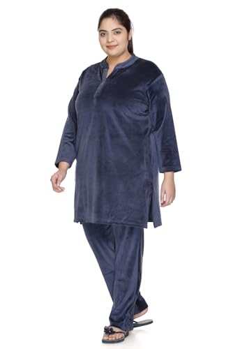 Image of In Love Women's Velvet Plus Size Cotton Shirt Palazzo Co-ord Set