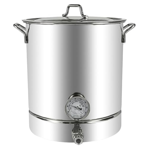 Catálogo de Ollas para cerveza los mejores 10. 43 GeRRiT Acero Inoxidable 304 Hervidor De Cerveza Casero, 30-60L Marmita Con Válvula, Doble Filtración, Termómetro Y Filtro Olla Cervecera (Plata),30L