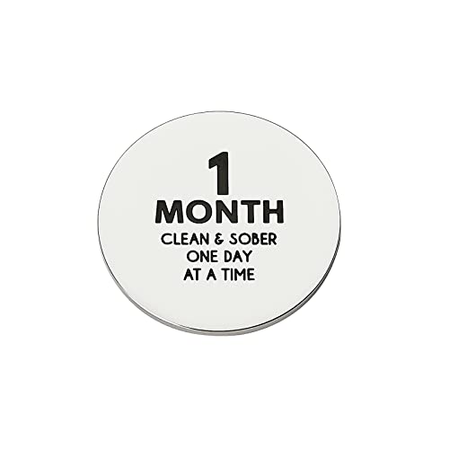 CJ&M 1 Month - 1 Year Sobriety Coin | 1 Year Sobriety Token | 1 Month -1 Year Sobriety Medallion | Sober Gift | AA Tokens | AA Chip | Stainless Steel Medallions Serenity Prayer Chips (1 Month)